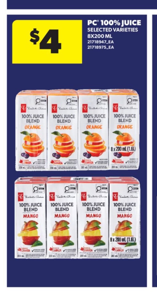PC® 100% JUICE, 8X200 ML