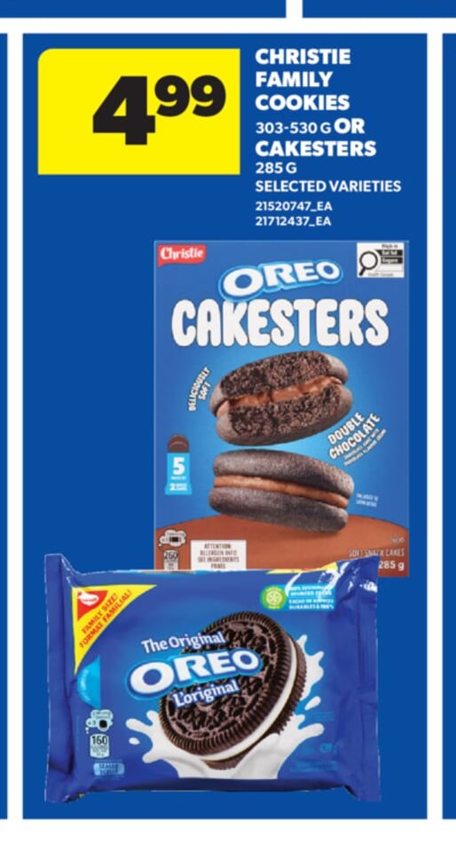 CHRISTIE FAMILY COOKIES, 303-530 OR CAKESTERS, 203-510