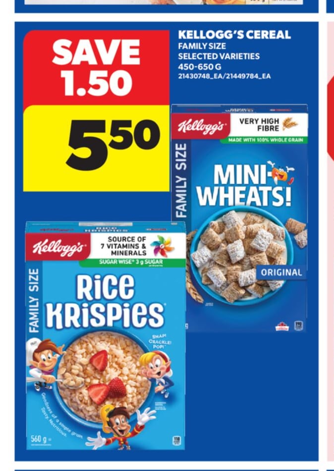KELLOGG'S CEREAL, 450-850 G