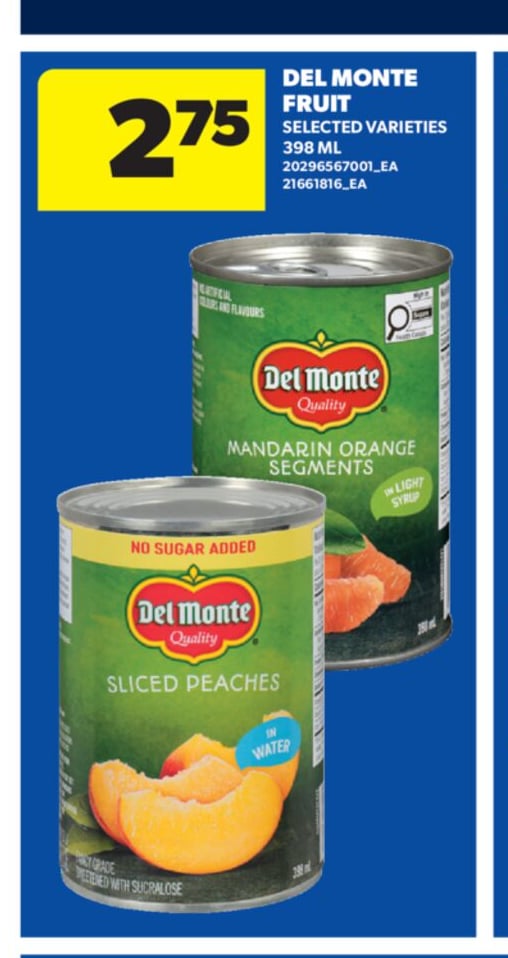 DEL MONTE FRUIT, 398 ML