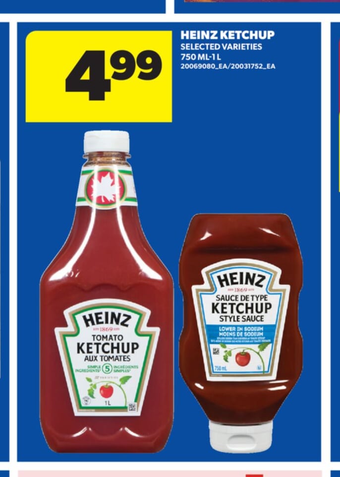 HEINZ KETCHUP, 750 ML-1 L