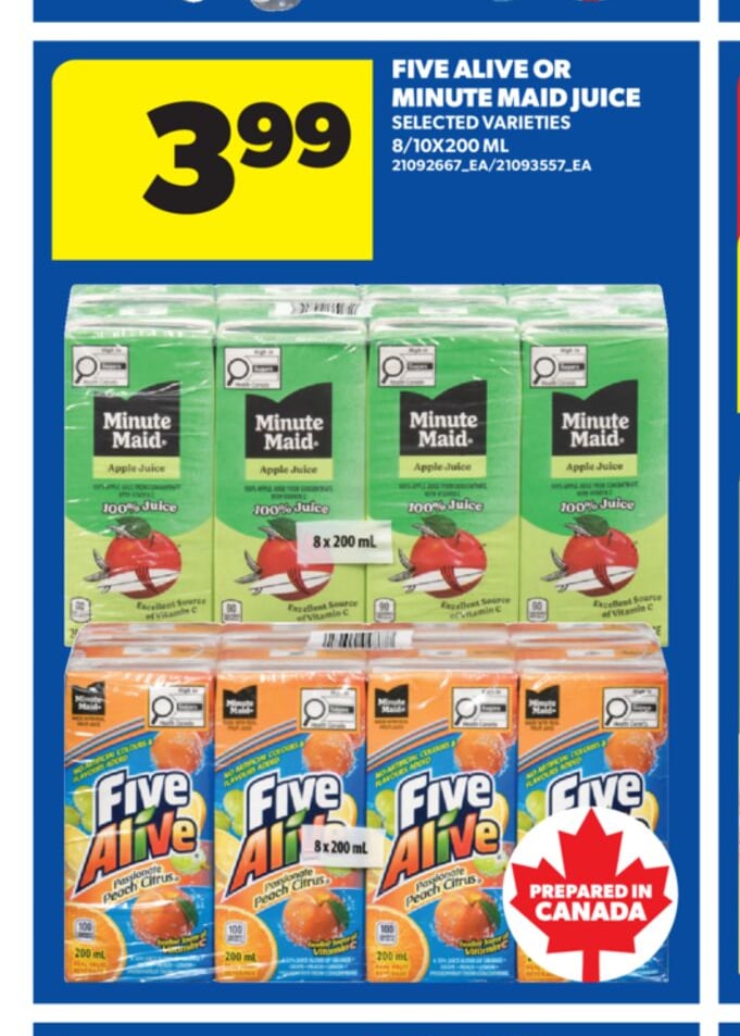 FIVE ALIVE OR MINUTE MAID JUICE, 8/10X200 ML