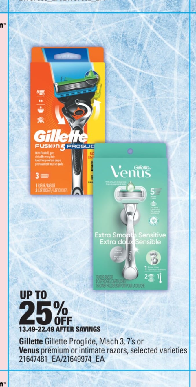 GILLETTE GILLETTE PROGLIDE, MACH 3, 7'S OR VENUS PREMIUM OR INTIMATE RAZORS