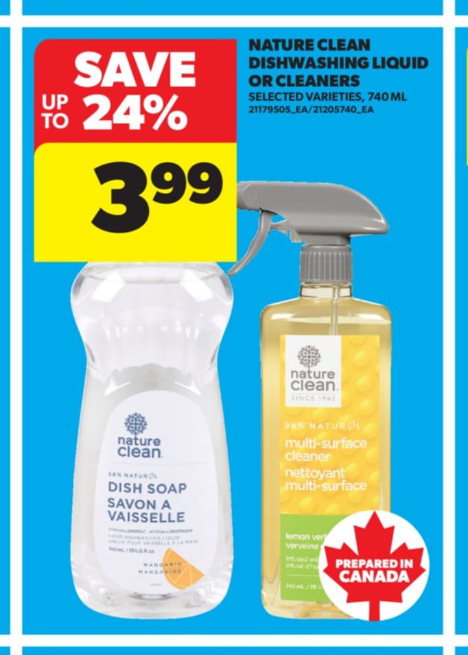 NATURE CLEAN DISHWASHING LIQUID OR CLEANERS, 740 ML