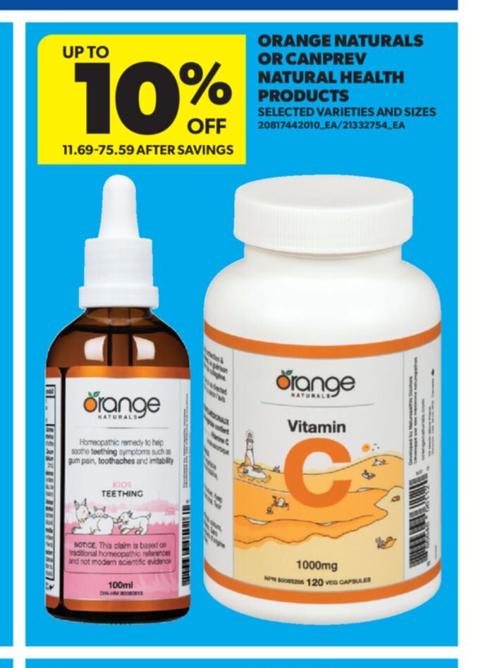 ORANGE NATURALS OR CANPREV NATURAL HEALTH PRODUCTS