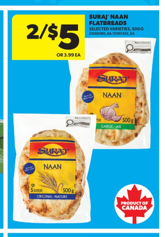 SURAJ NAAN FLATBREADS, 500 G