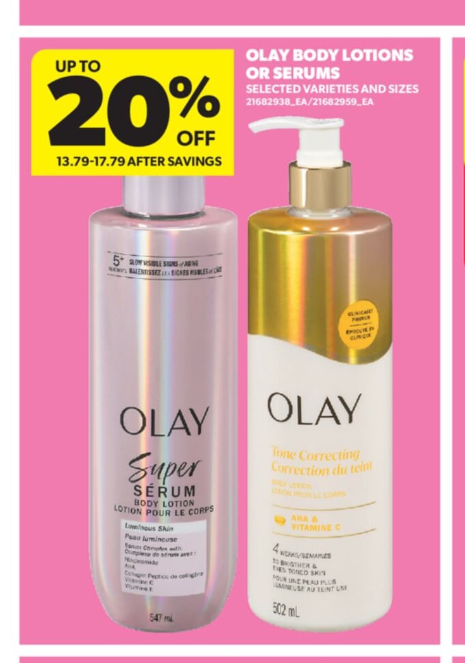 OLAY BODY LOTIONS OR SERUMS
