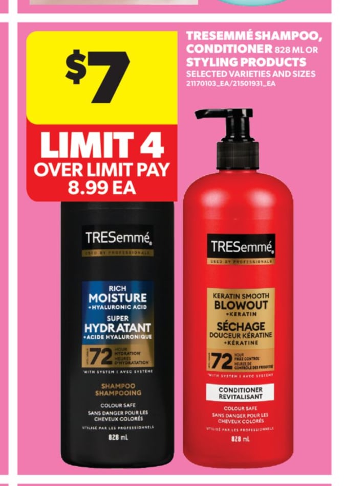 TRESEMMÉ SHAMPOO, CONDITIONER 828 ML OR STYLING PRODUCTS