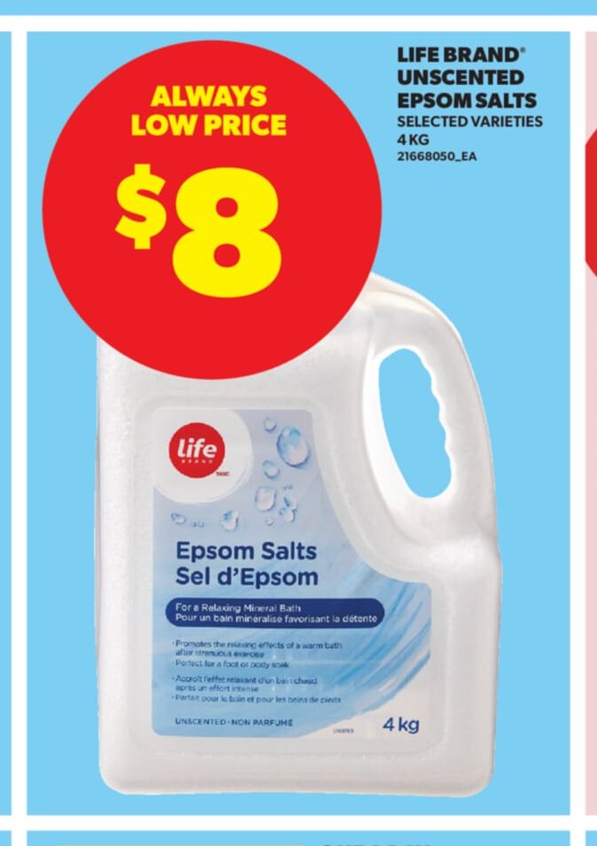 LIFE BRAND® UNSCENTED EPSOM SALTS, 4KG