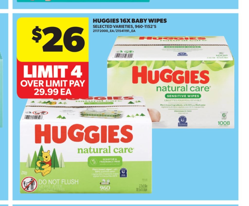 HUGGIES 16X BABY WIPES, 960-1152'S