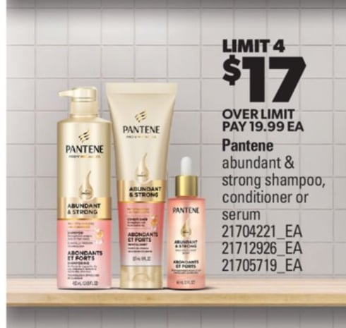 PANTENE ABUNDANT & STRONG SHAMPOO, CONDITIONER OR SERUM