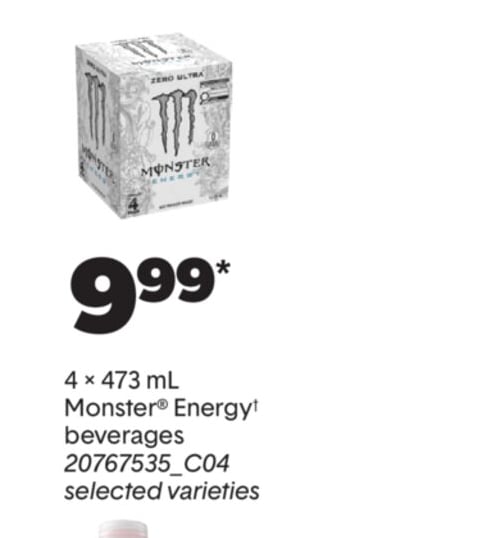 MONSTER® ENERGY† BEVERAGES, 4 × 473 ML