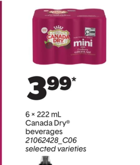 CANADA DRY® BEVERAGES, 6 × 222 ML