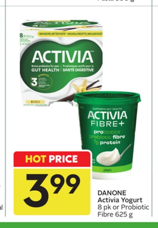 Activia Yogurt 8pk or Probiotic Fibre 625g