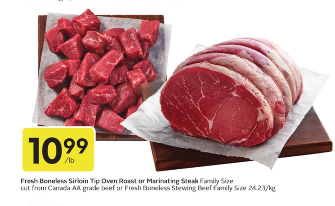 Fresh Boneless Sirloin Tip Oven Roast or Marinating Steak