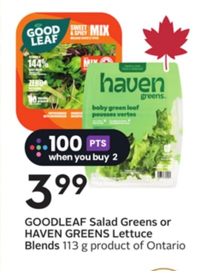 GOODLEAF Salad Greens or HAVEN GREENS Lettuce Blends