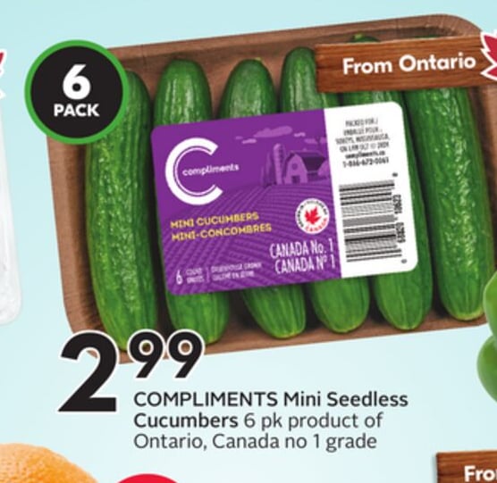 COMPLIMENTS Mini Seedless Cucumbers
