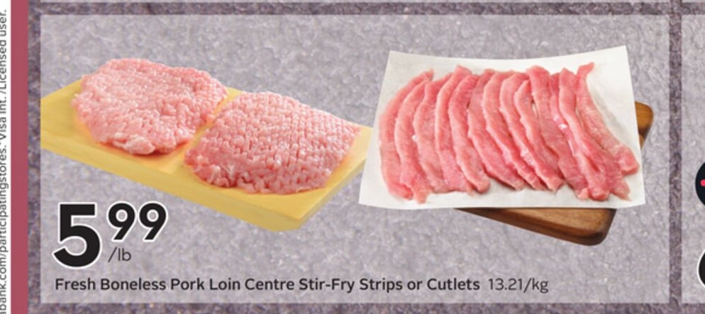 Fresh Boneless Pork Loin Centre Stir-Fry Strips or Cutlets