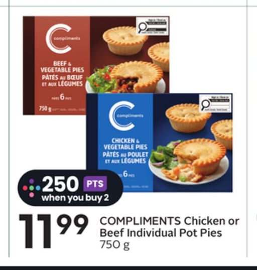 COMPLIMENTS Chicken or Beef Individual Pot Pies