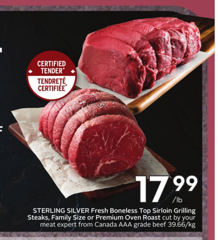 Fresh Boneless Top Sirloin Grilling Steaks Family Size or Premium Oven Roast