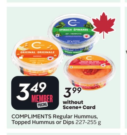 COMPLIMENTS Regular Hummus, Topped Hummus or Dips