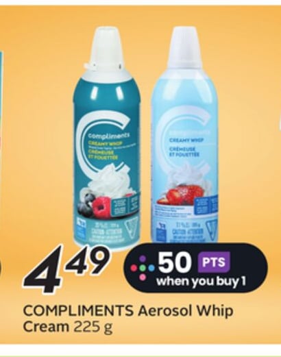 COMPLIMENTS Aerosol Whip Cream