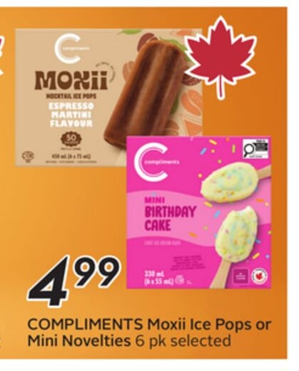 COMPLIMENTS Moxii Ice Pops or Mini Novelties