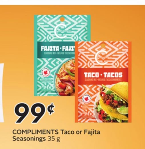 COMPLIMENTS Taco or Fajita Seasonings