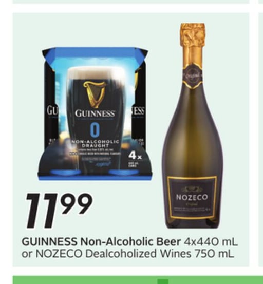 GUINNESS Non-Alcoholic Beer 4x440 mL or NOZECO Dealcoholized Wines 750 mL