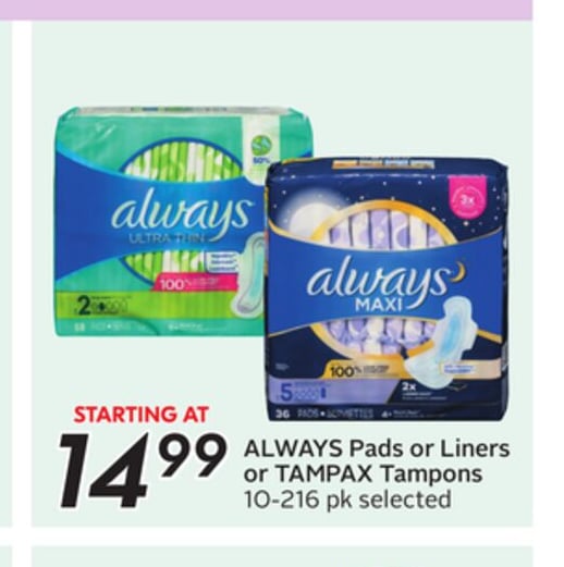 Pads or Liners or Tampons