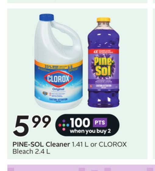 PINE-SOL Cleaner 1.41 L or CLOROX Bleach 2.4 L