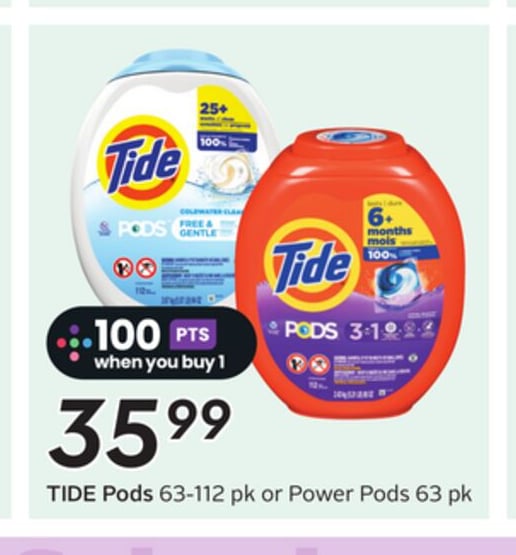 TIDE Pods 63-112 pk or Power Pods 63 pk