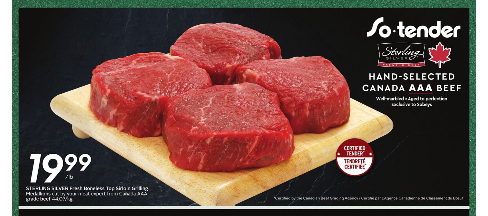STERLING SILVER Fresh Boneless Top Sirloin Grilling Medallions