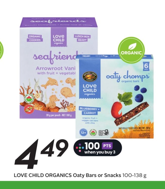 LOVE CHILD ORGANICS Oaty Bars or Snacks