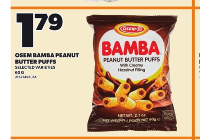 OSEM BAMBA PEANUT BUTTER PUFFS, 60 G