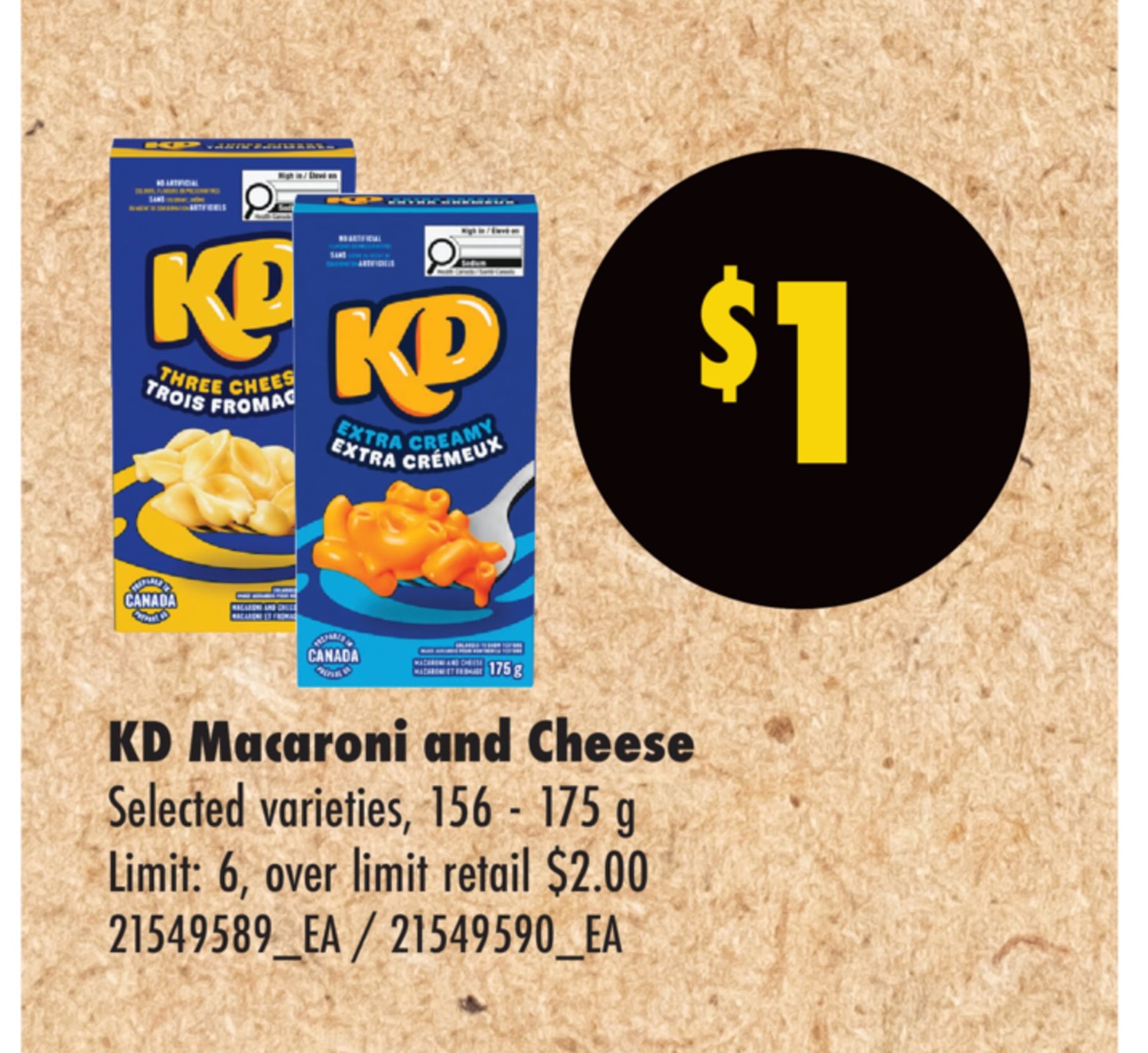 KD Macaroni and Cheese, 156 - 175 g